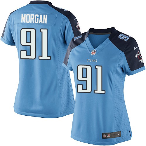 Women's Elite Derrick Morgan Nike Jersey Light Blue Home - #91 NFL Tennessee Titans